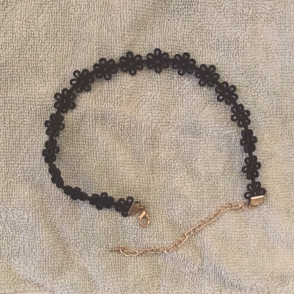 black flower choker